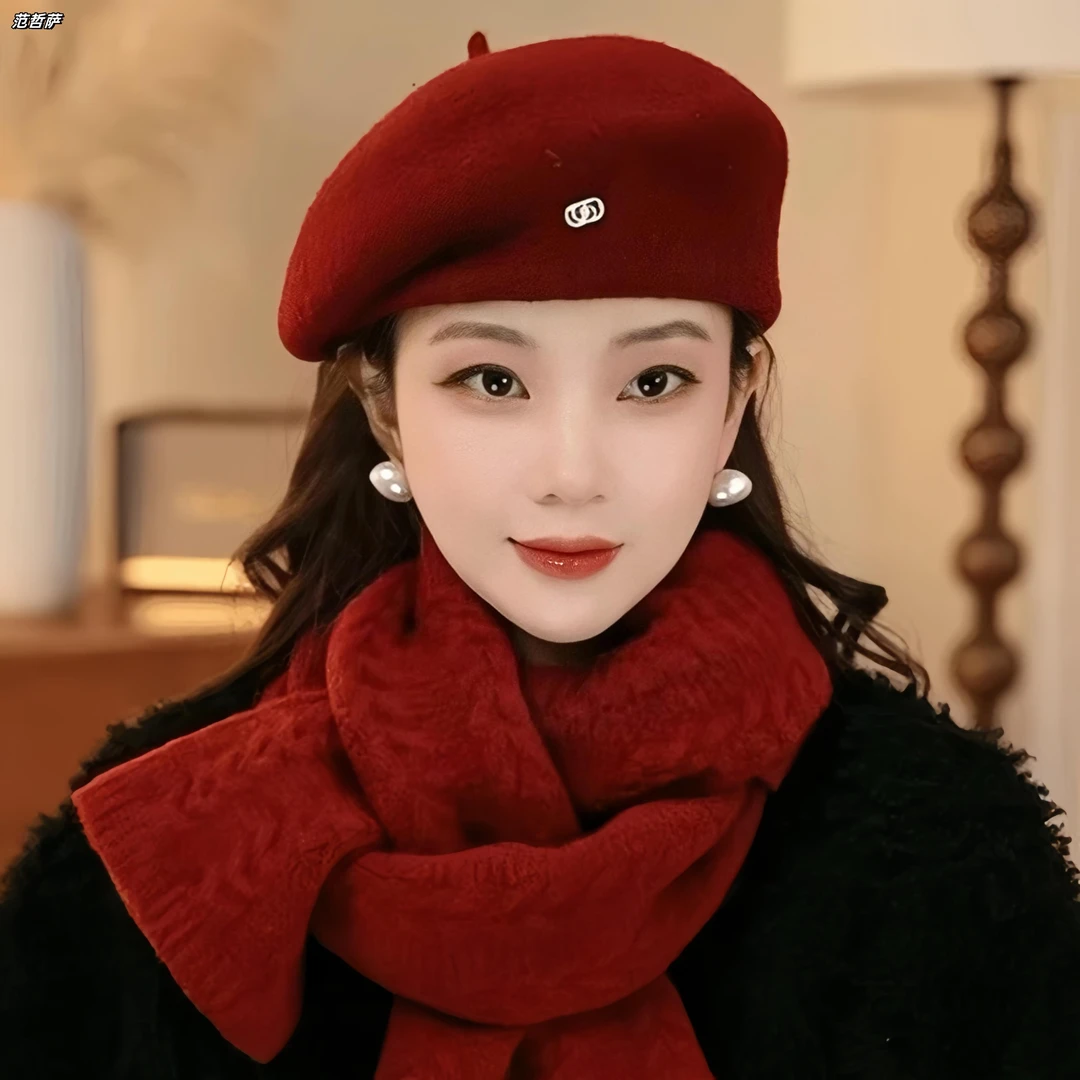 画家帽蓓蕾帽毛呢定型贝雷帽子女新款秋冬年轻人男款冬季帽子