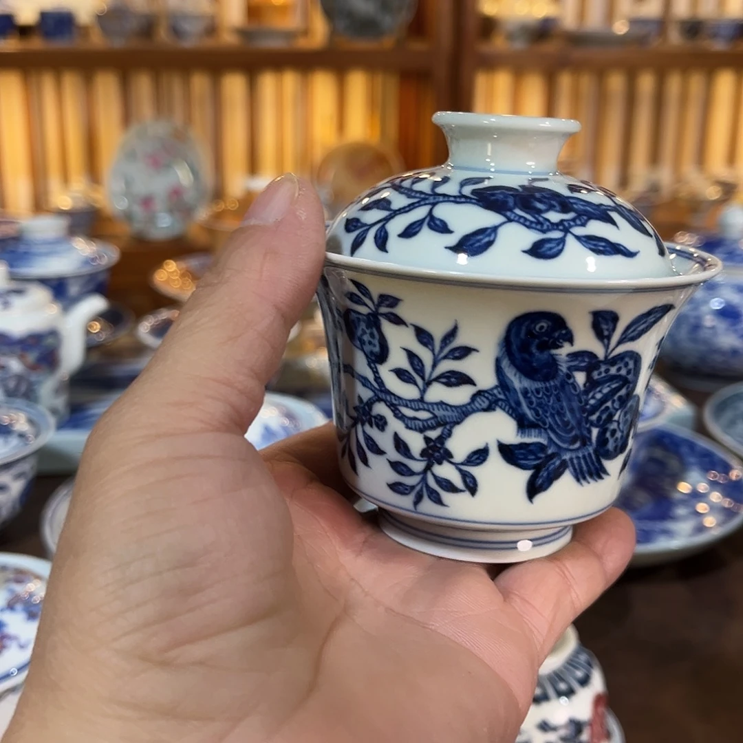 錡镇堂手工手绘盖碗