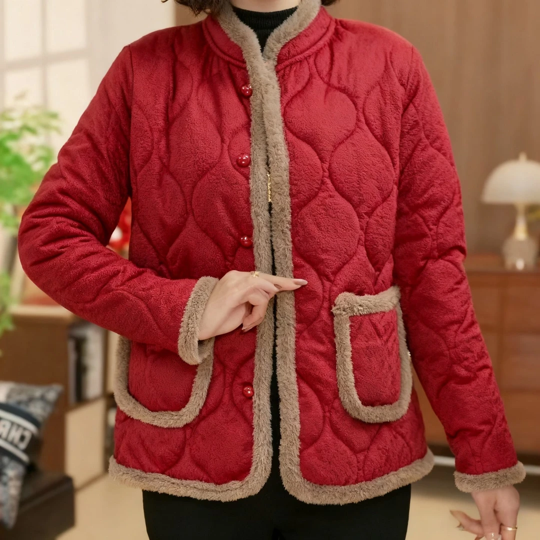 【衣雅严选】8112-2548#新款加绒加厚气质显瘦单排扣棉服外套