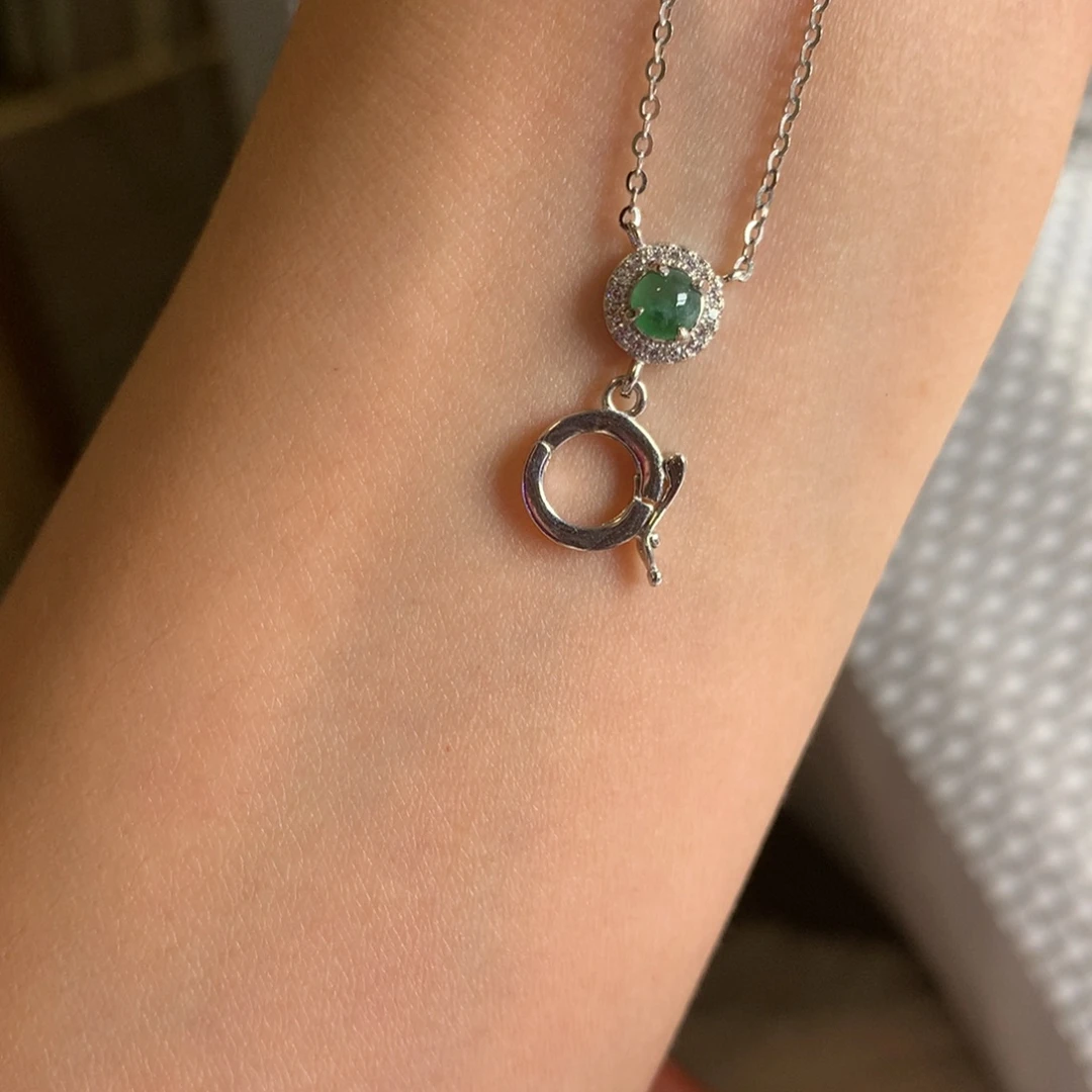 翡翠银S925镶嵌戒指项链