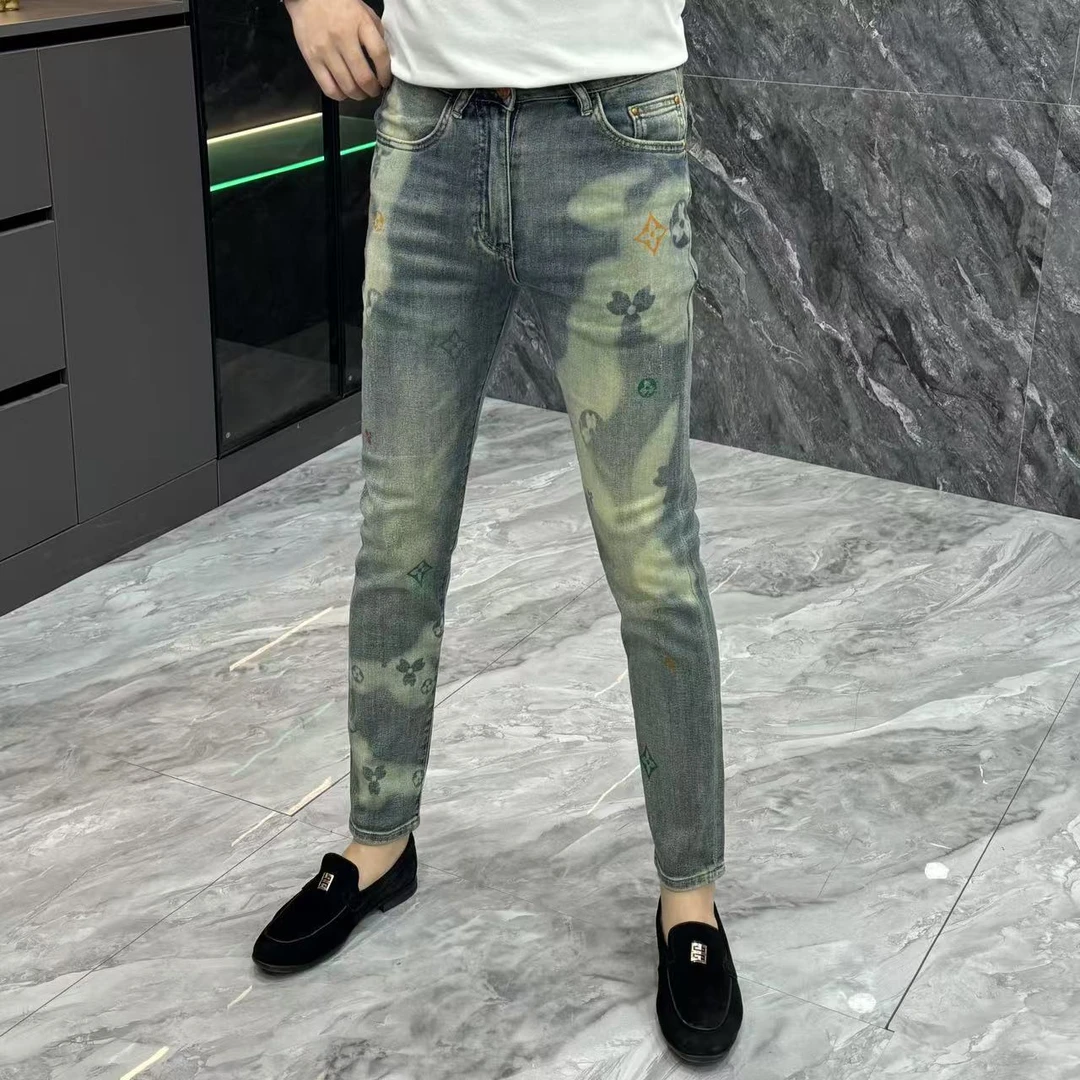 77081-夏季欧货时尚男士修身小脚牛仔裤