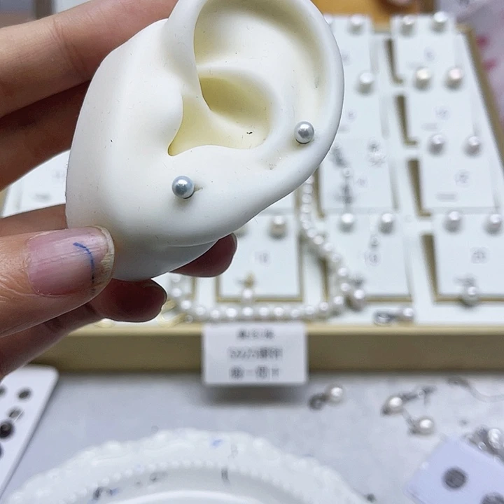 淡水珍珠耳饰银S925镶嵌娇*