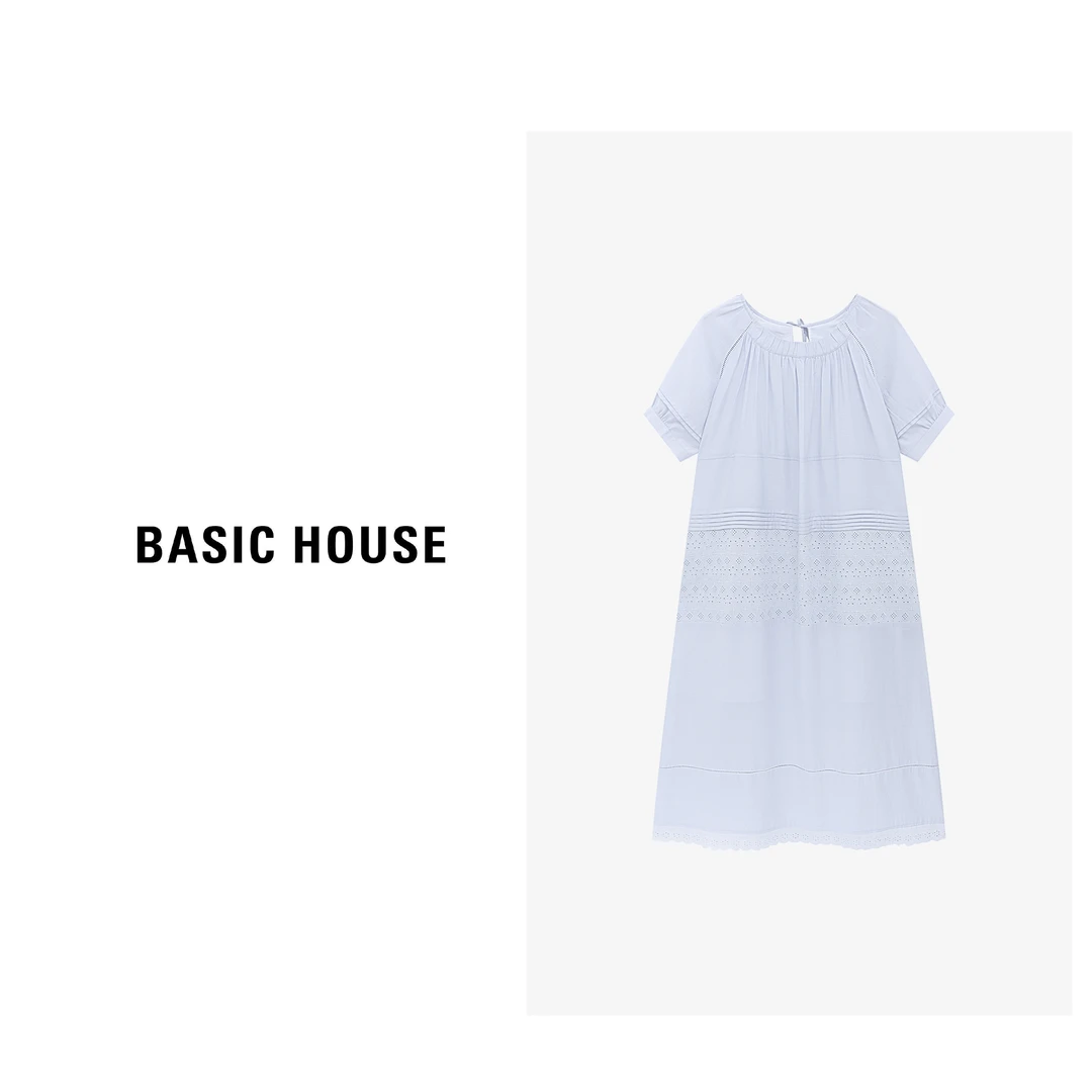 Basic House/百家好夏季多巴胺服装女蕾丝慵懒风长裙-B0625B5BSG2
