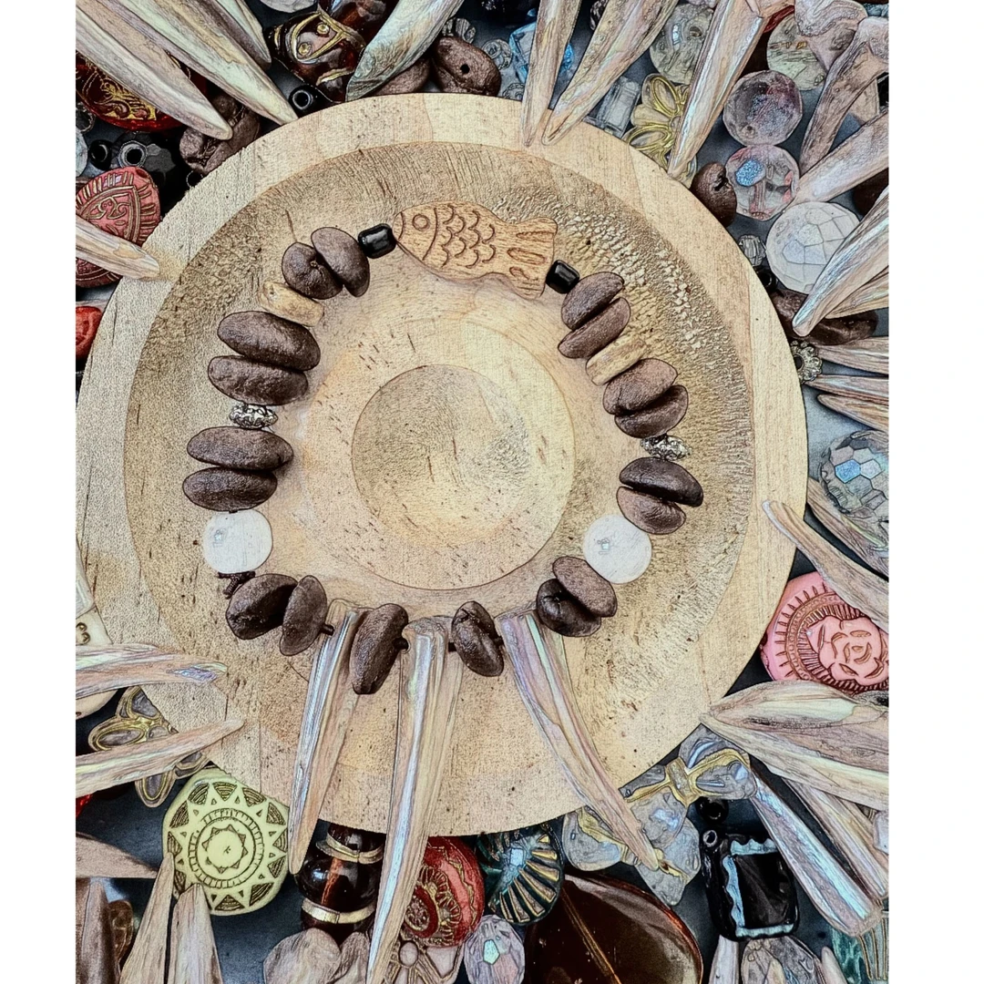 非金属木质手链 咖咖豆手工串--原创文艺复古休闲甜美百搭手工