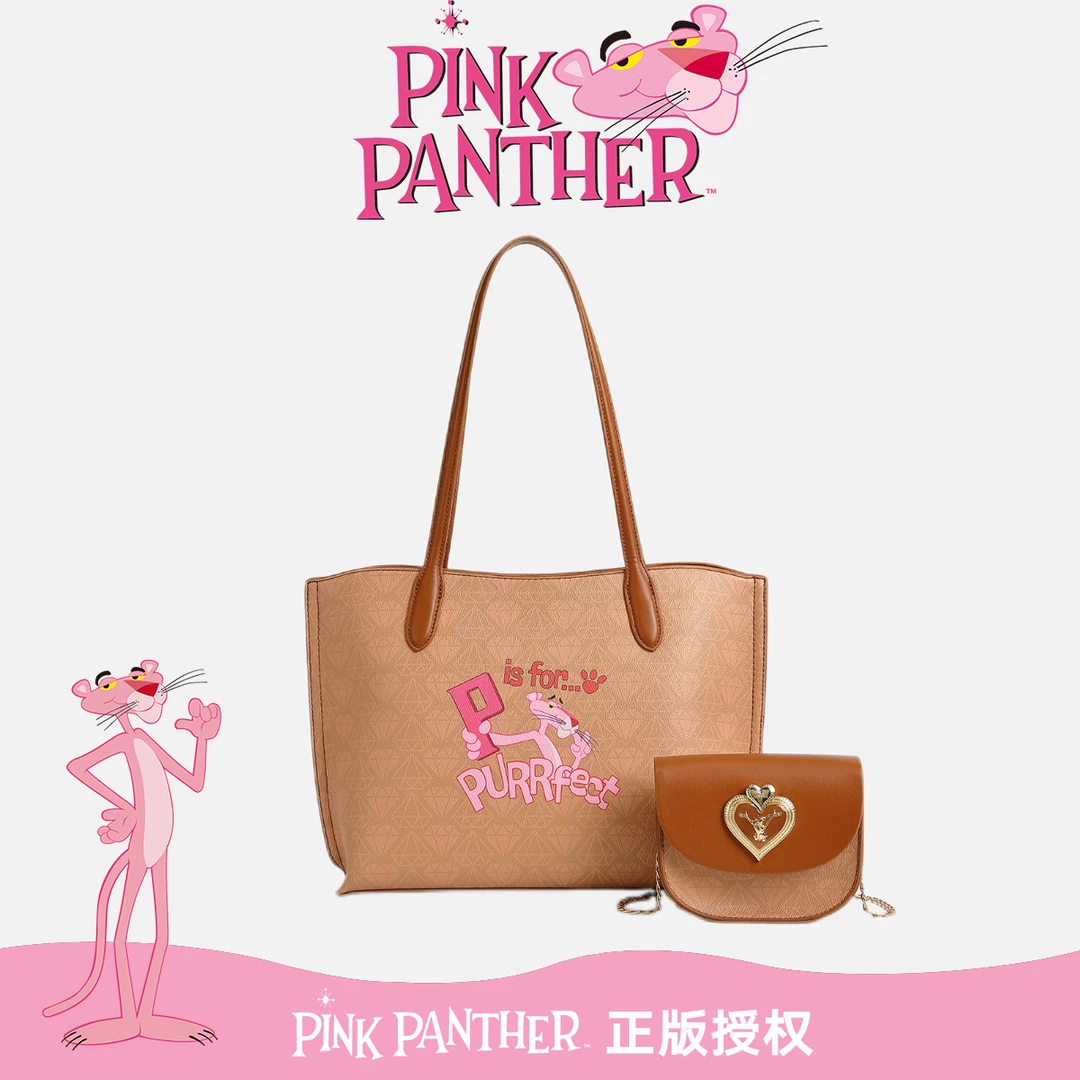 【PinkPanther】2025新款休闲时尚潮流彩绘手提单肩托特包P11