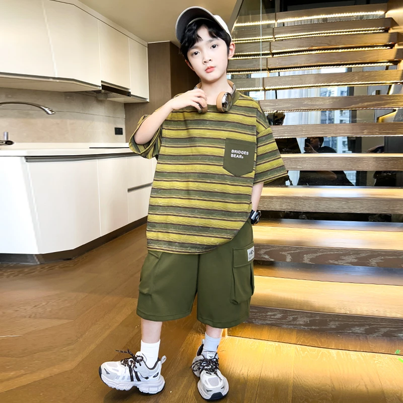男童夏款短袖套装2025新款夏季儿童休闲两件套【百岁童】B5241