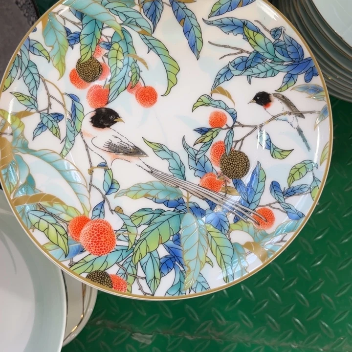 瓷片荔枝八寸浅盘两个