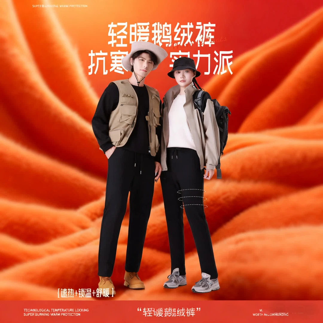 【玉希专属】90鹅绒裤男女同款石墨烯黑金保暖弹力羽绒休闲裤2777