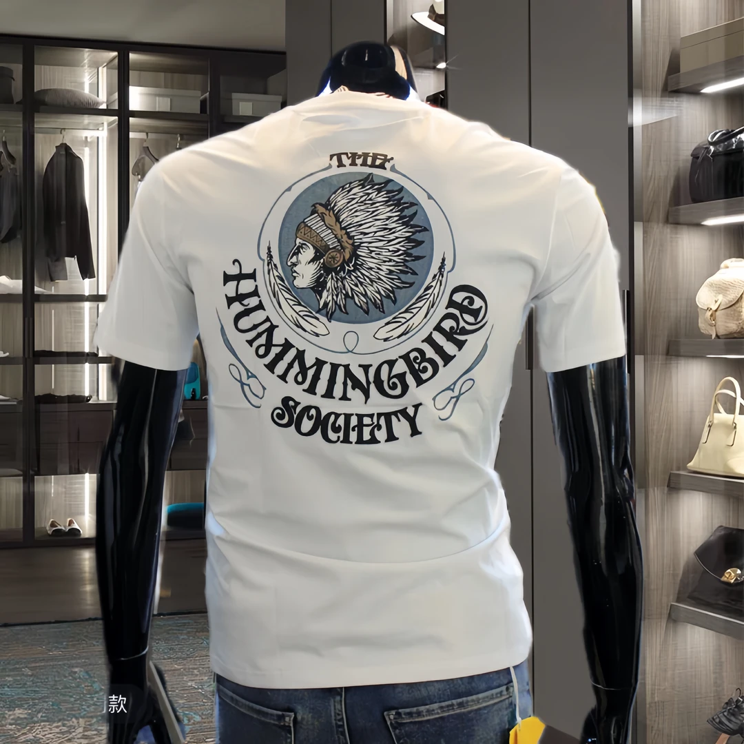 高档 潮牌欧货时尚男士夏季圆领丝光棉短袖欧洲站个性青年潮帅T恤