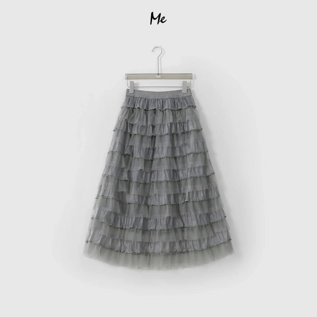 ME【法兰西】灵动飘逸高腰显瘦百搭时尚女士褶皱蛋糕半身裙MESS0525