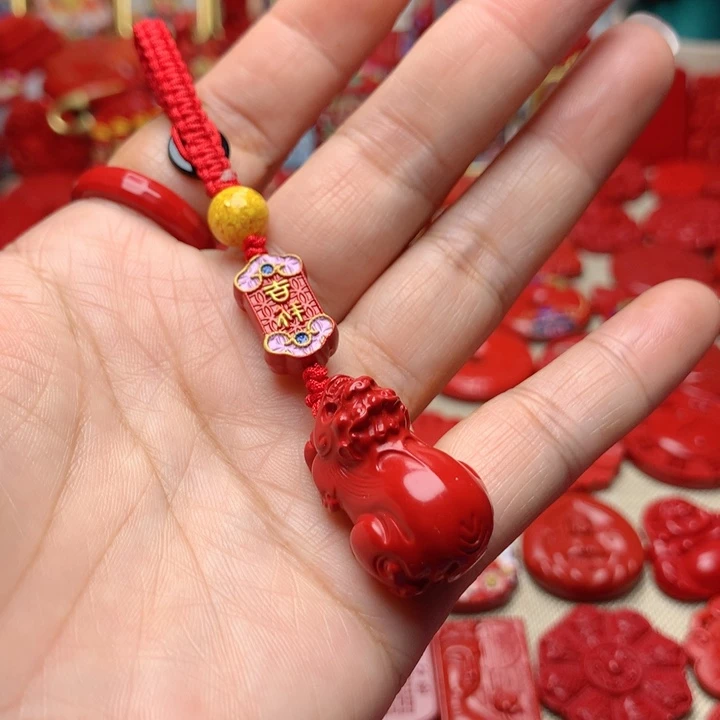 天然辰砂工艺品朱砂钥匙扣
