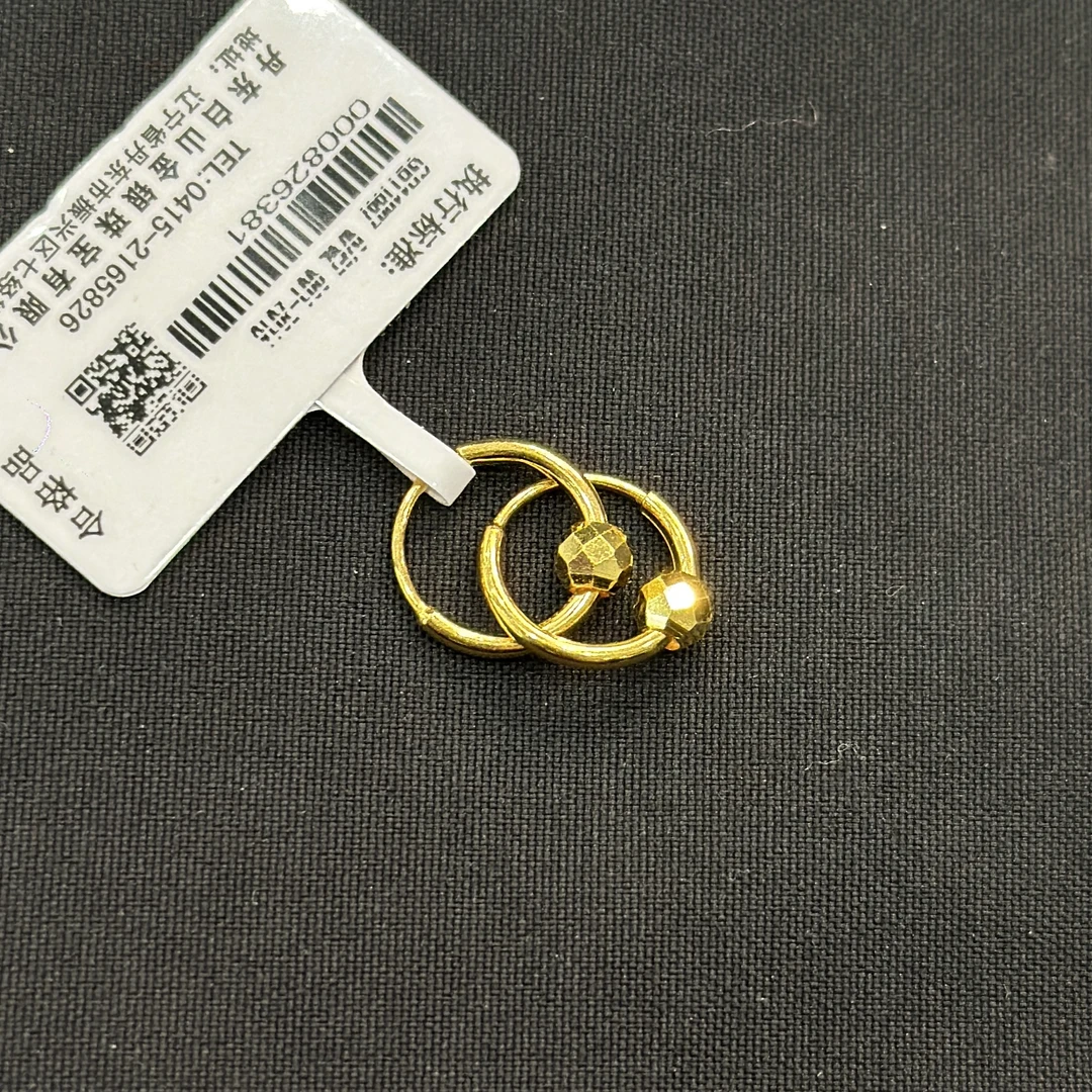 足金耳环5G工艺小转运珠