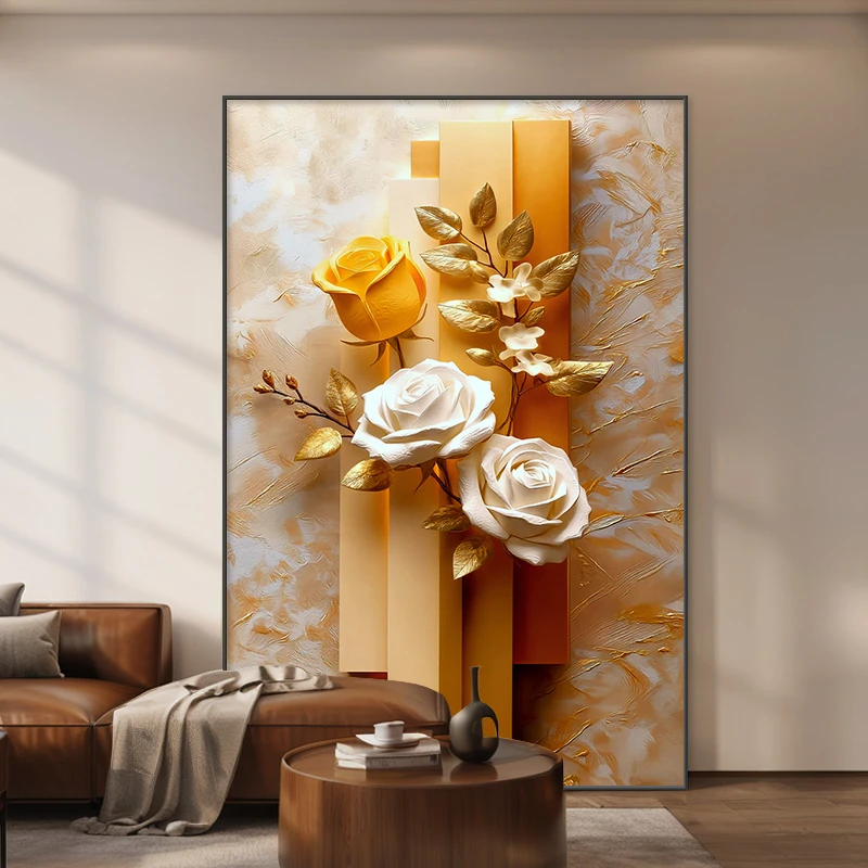 轻奢花卉沙发背景墙装饰画现代简约高级感入户玄关画壁画客厅挂画