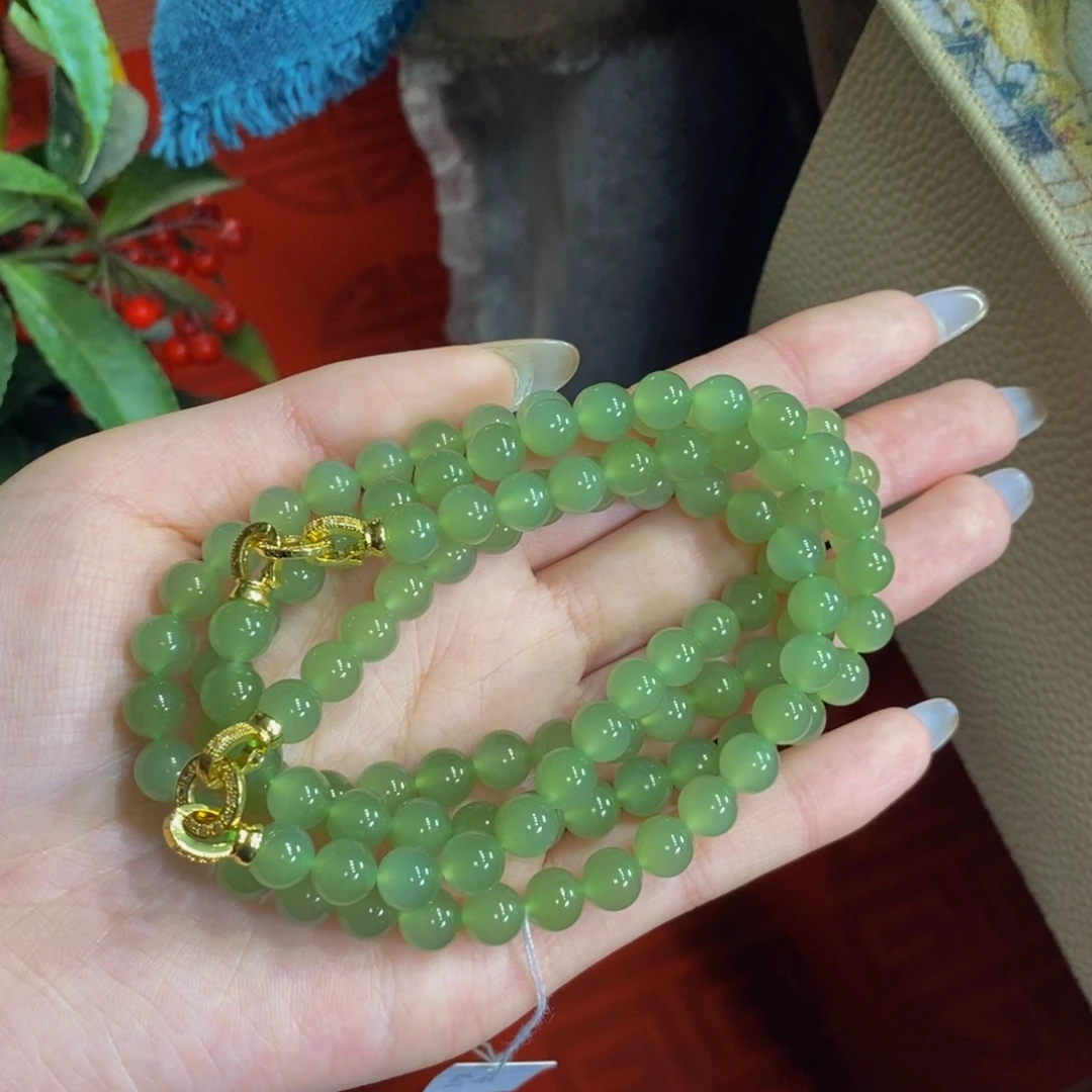 和田玉手镯未镶嵌高冰晴水手串➕项链卡8