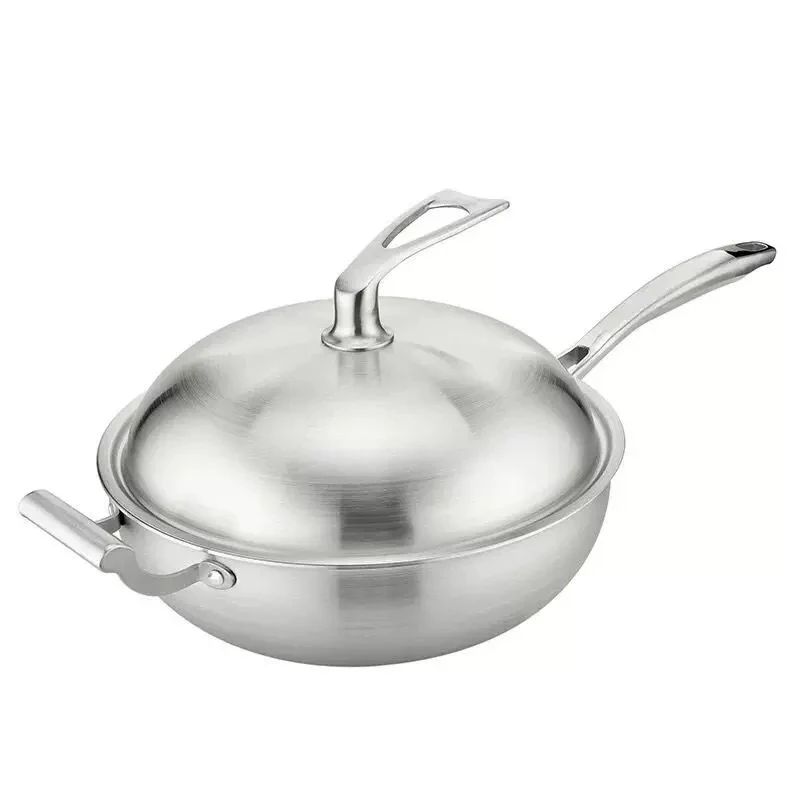 外贸原单工厂捡漏正品不粘炒锅无涂层多层钢快导热正1810燕盖