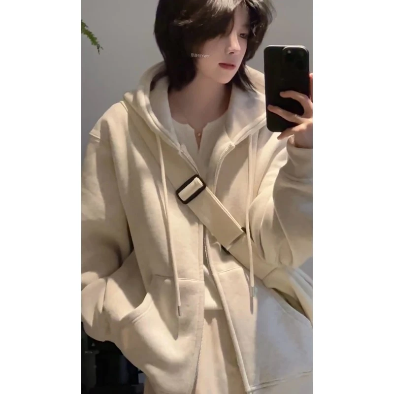 美式连帽卫衣休闲运动服女早春季2025百搭宽松时尚减龄学生外套潮