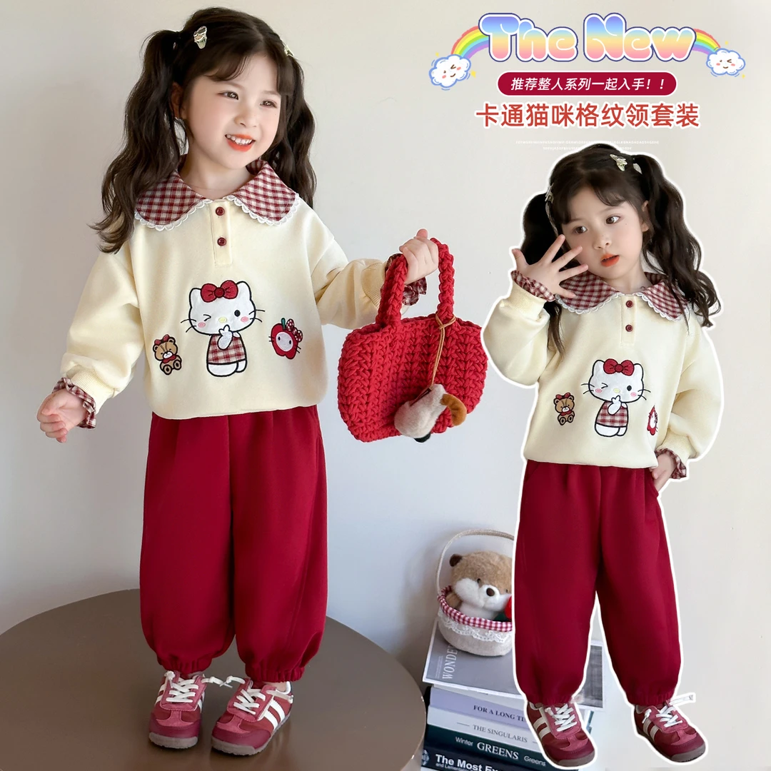 女童套装洋气网红卡通儿童休闲卫衣两件套小女孩宝宝秋装2025新款