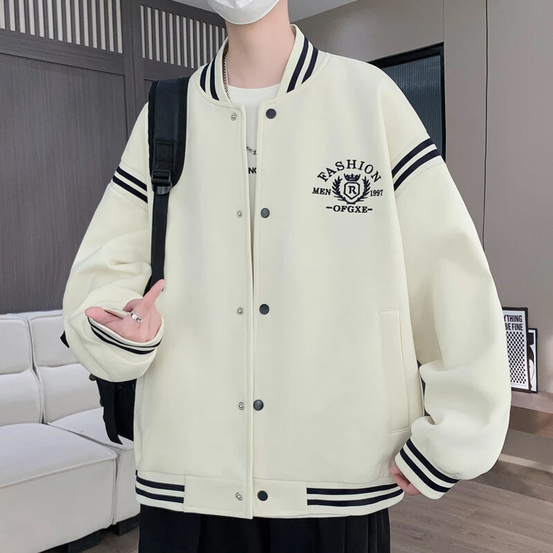 2025春秋季新款青少年男生宽松夹克男装美式刺绣棒球服外套上衣服