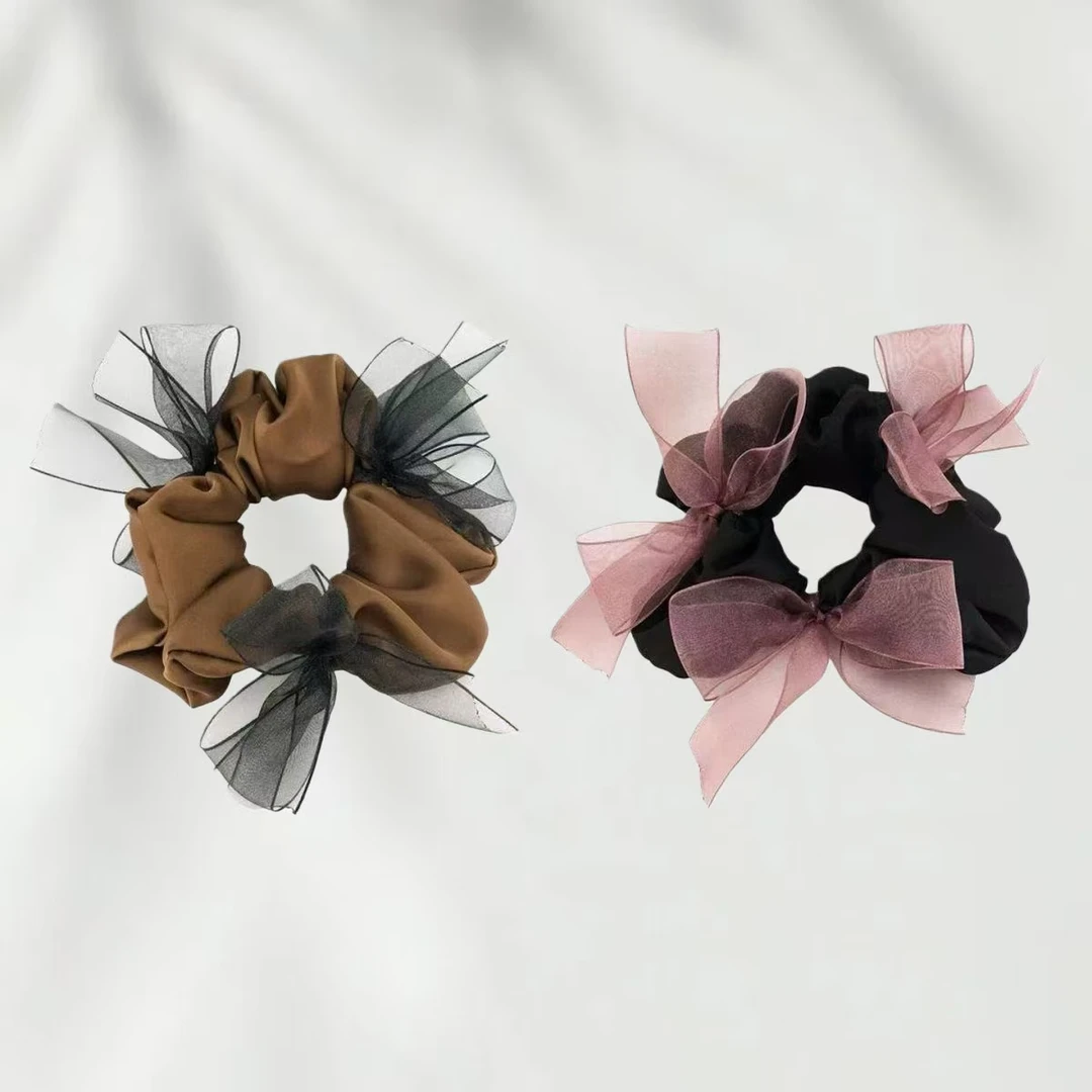 (许妍同款)高品质显发量欧根纱手工编织蝴蝶少女丸子头发绳扎头绳