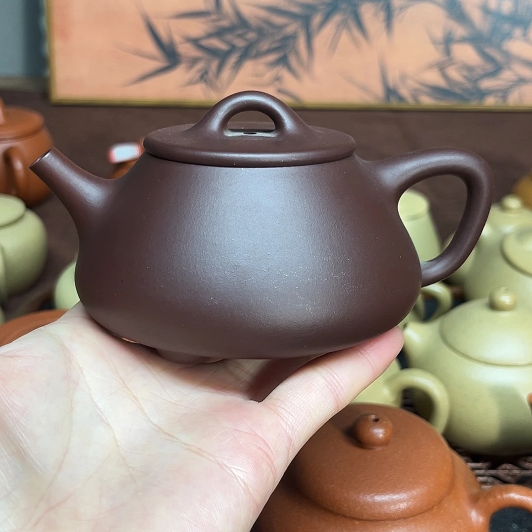 茶壶红泥紫砂平盖石瓢230