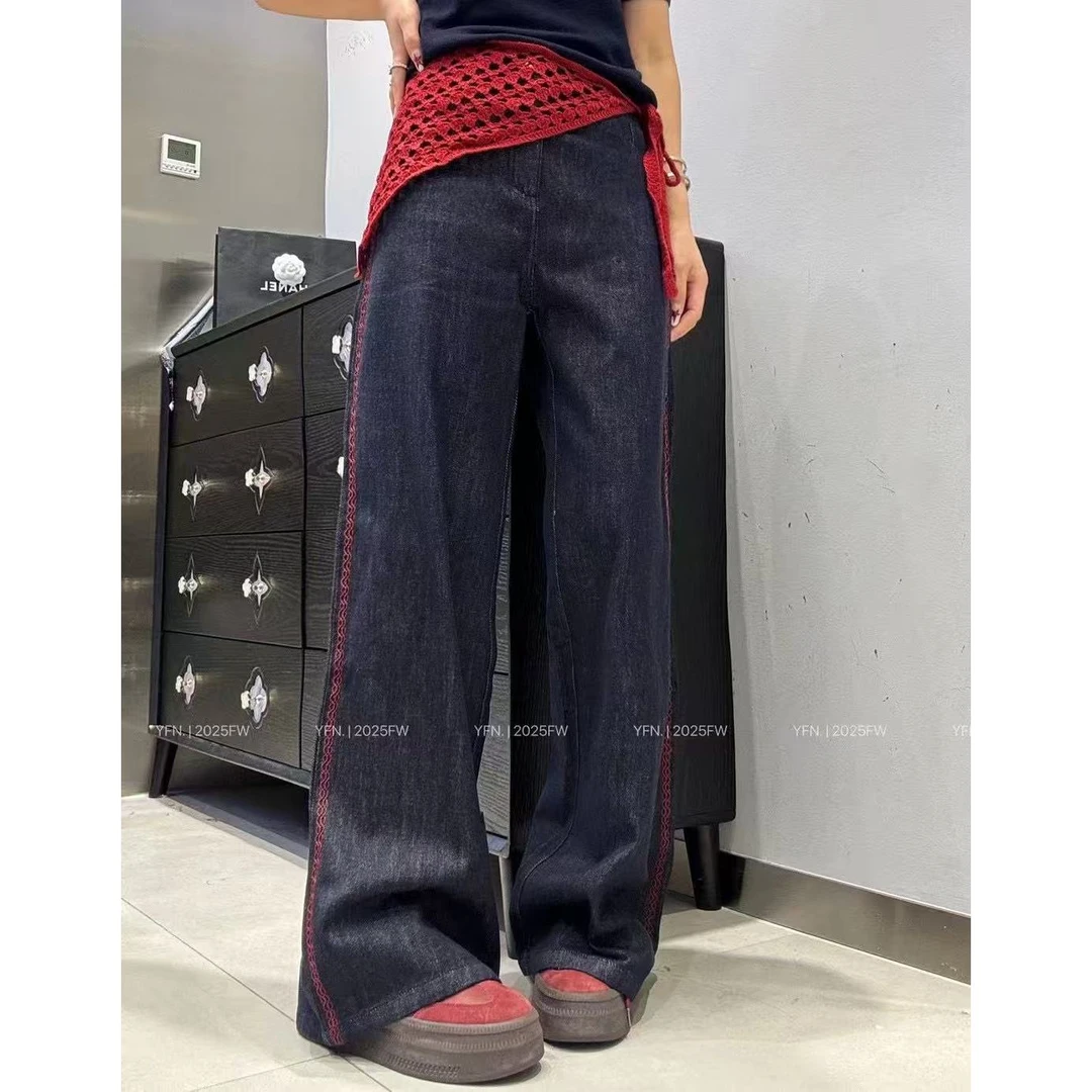 KIKI严选：62019-1-CC家欧货南油秋季三角巾撞色扩阔腿裤长裤子