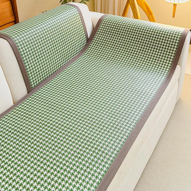 FAVMARTHA2025新款凉感藤席直排沙发垫盖布夏天凉席坐垫子固定防