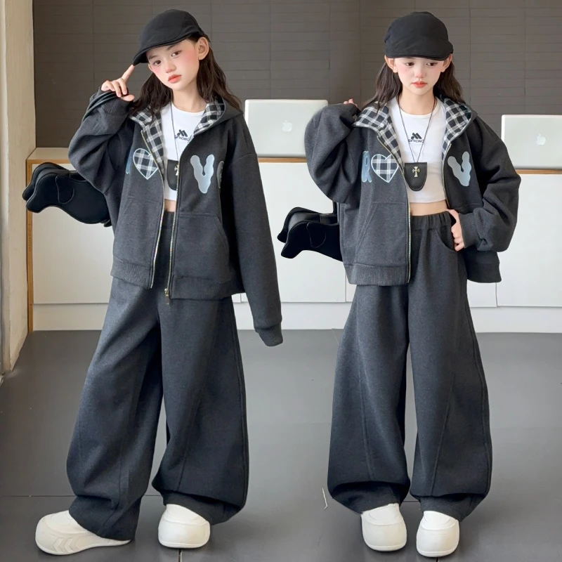 女童秋装套装2025新款6-12岁中大童时髦洋气休闲两件套小女孩韩版