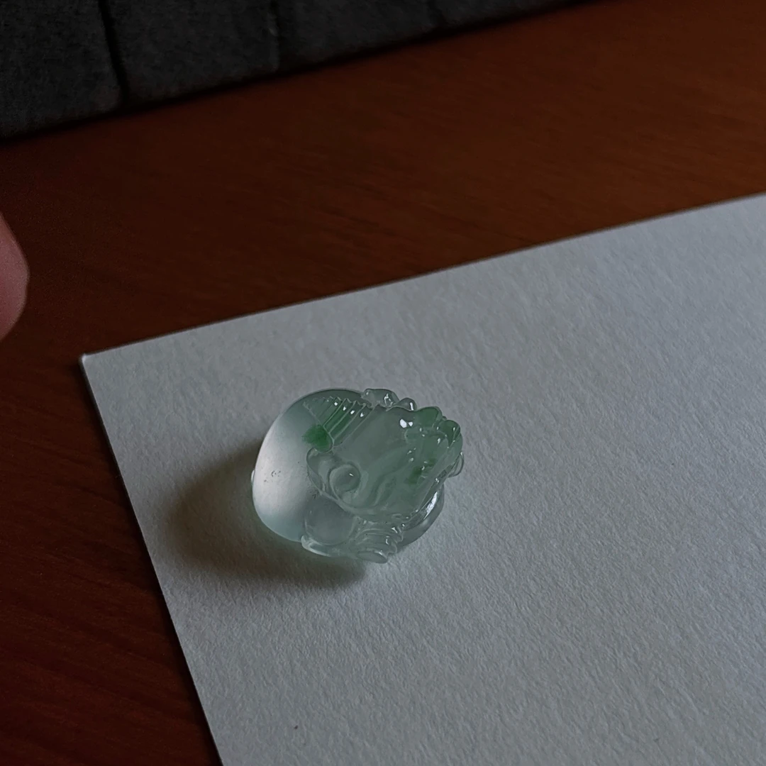 缅甸天然翡翠a货冰飘彩貔貅种好形体好镶嵌戒指佩戴大气精致推荐