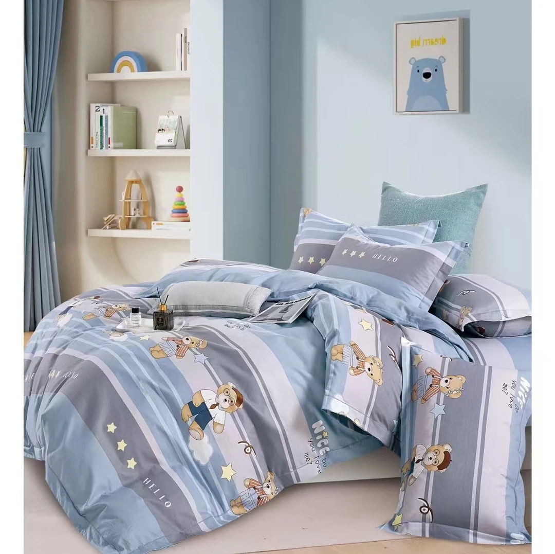 英子家纺-纯棉订制-纯棉高支高密斜纹面料-英伦熊