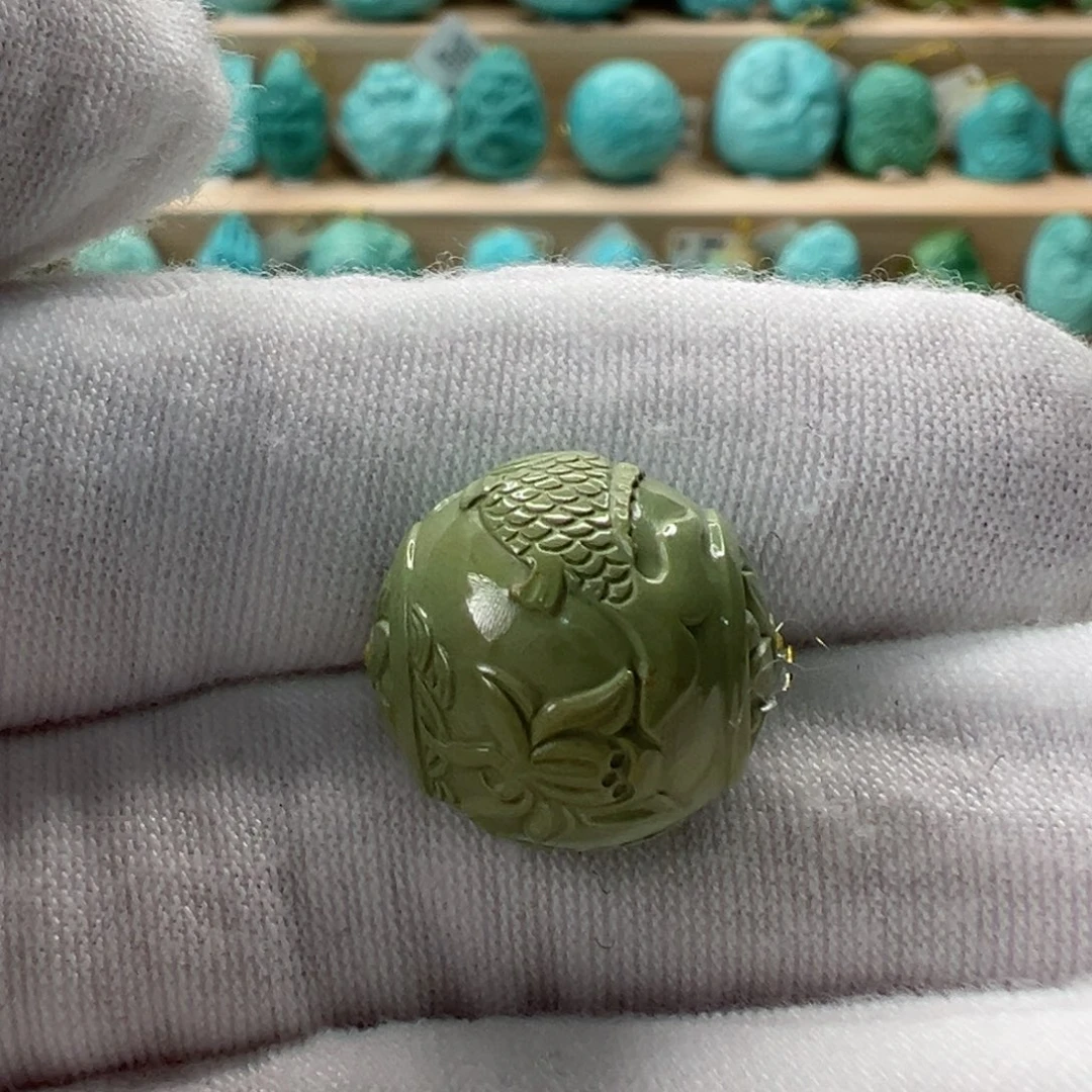未镶嵌绿松石年年有鱼14.5mm