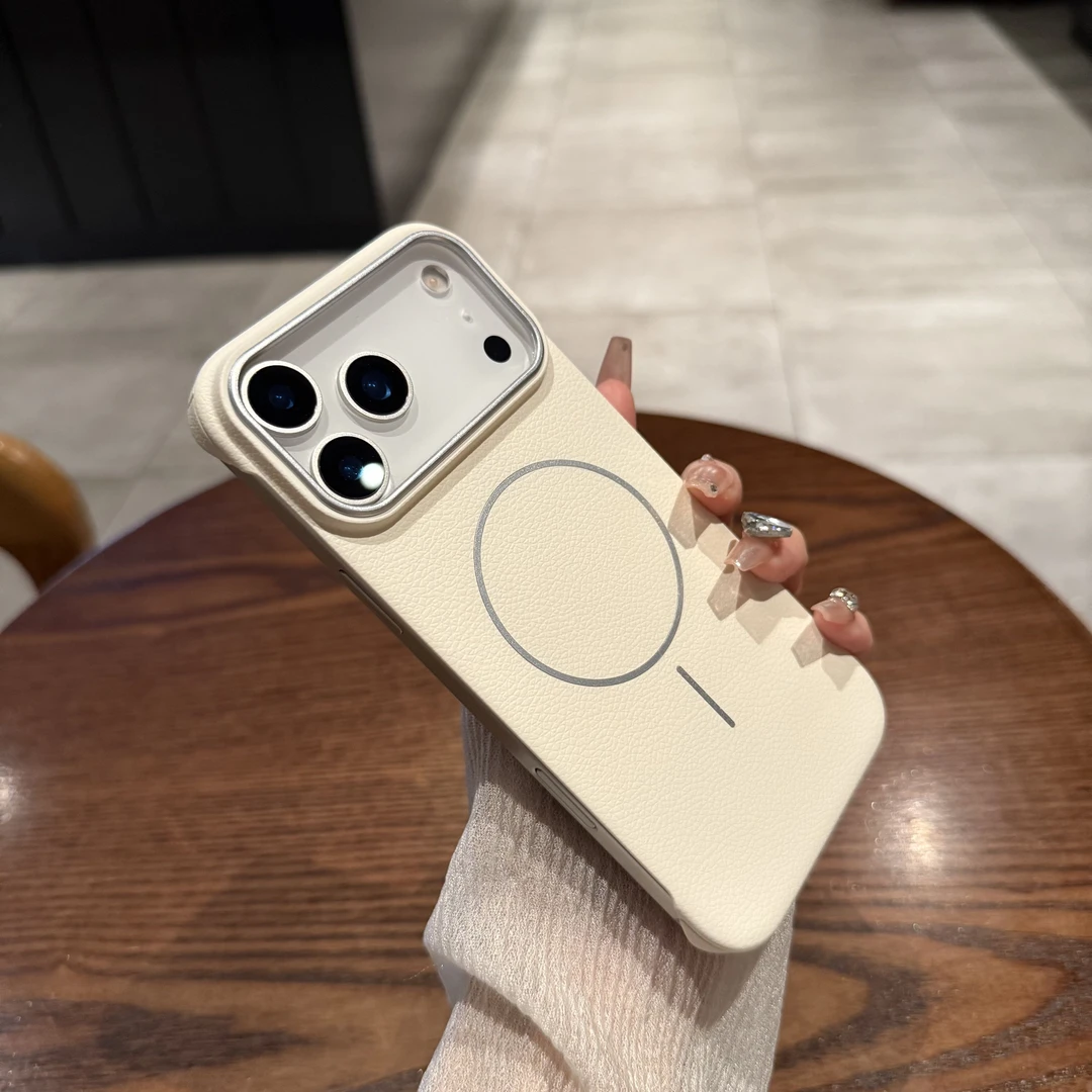 UMJ无边框皮纹Air适用iPhone17proMax手机壳苹果16p/15磁吸14男女