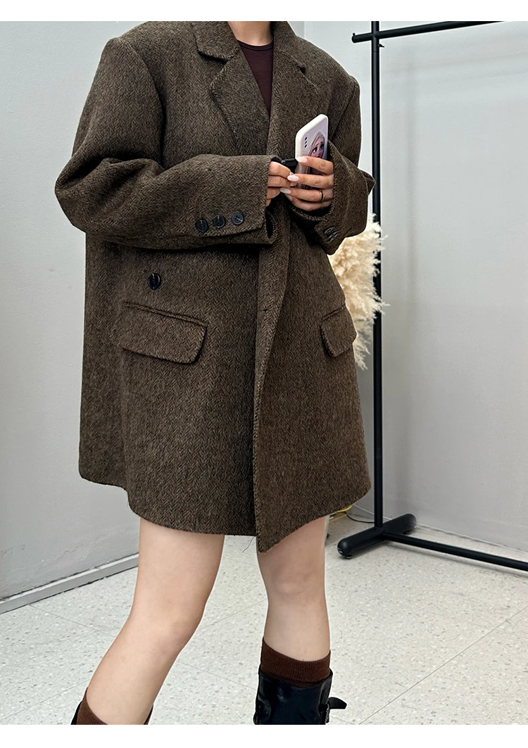 小个子轻职风双面秋冬外套老钱风女大衣女装短款
