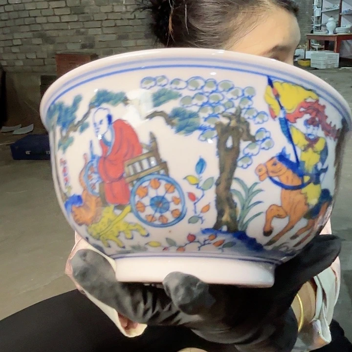 摆件景德镇高温陶瓷红希8寸碗