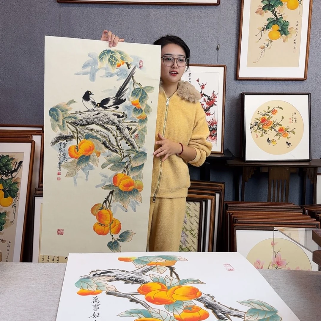国画手绘带框尺寸：53*103