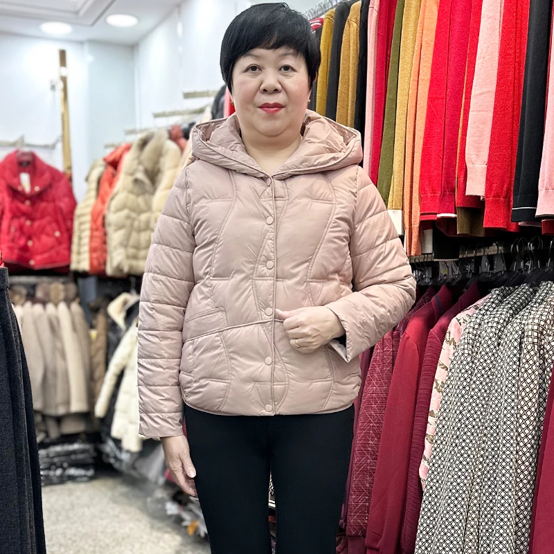 冬季新品短款小棉袄女保暖连帽外套妈妈装纽扣棉服中年女士棉衣