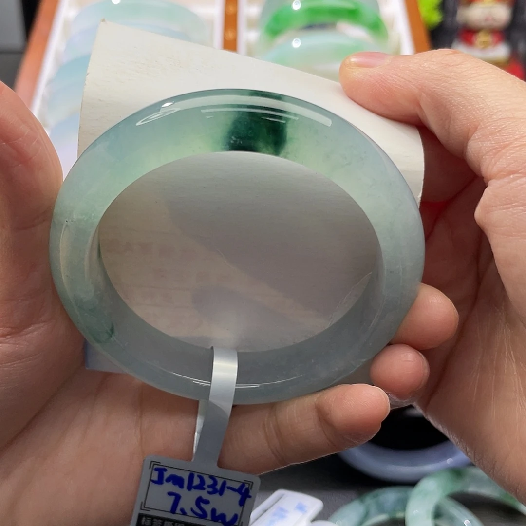 月***奴翡翠未镶嵌手镯54冰飘花分单2