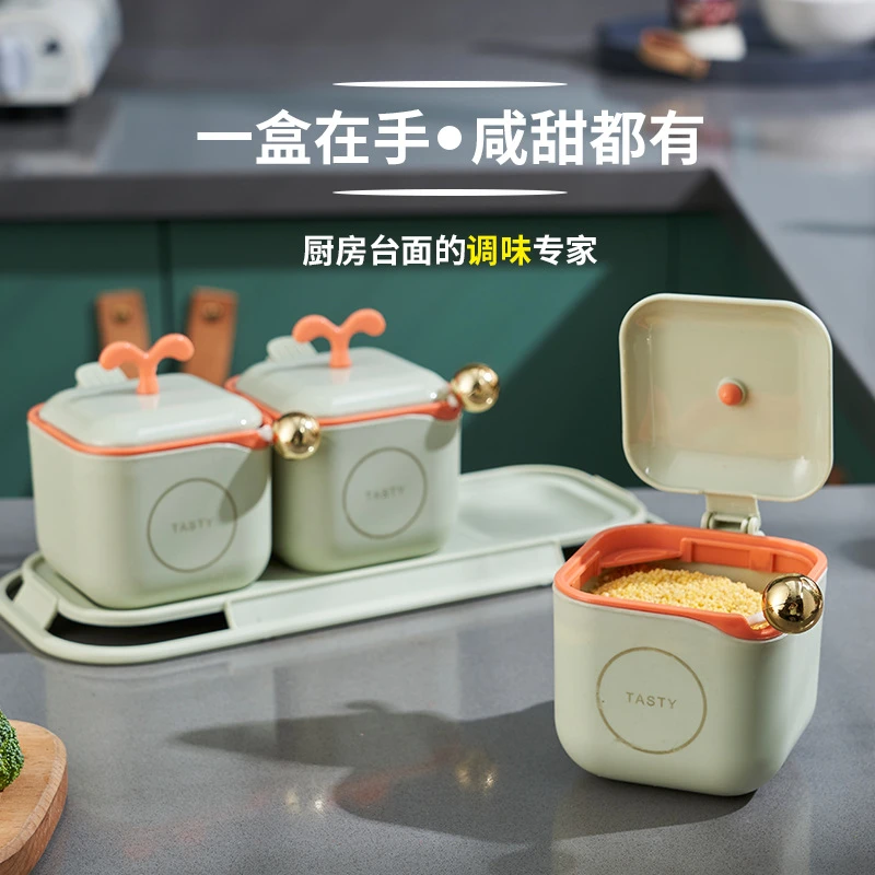 新款家用厨房佐料组合套装调味盒盐味精罐子调味料瓶分格调料盒