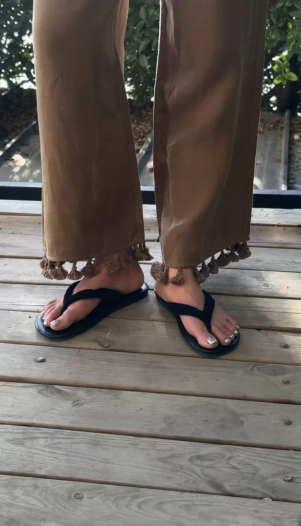 WUWU STUDIO 【苍穹】老钱风气质极简高腰流苏汉麻垂感阔腿裤3224