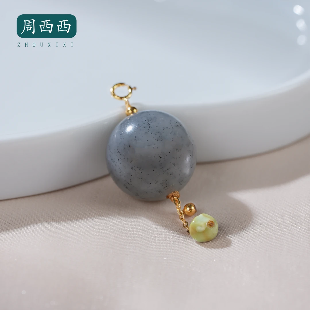 精美18K和田玉点墨路路通吊坠17.5mm时尚气质百搭多样性发货19681