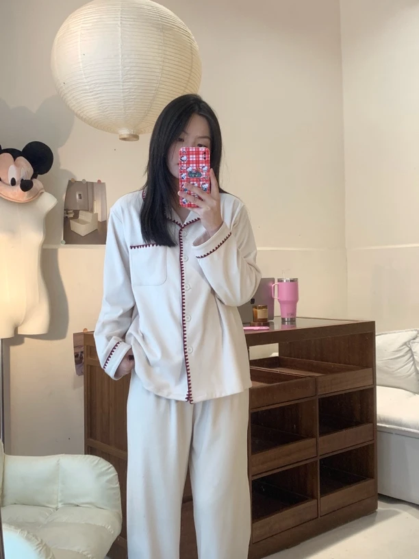 【法式慵懒】韩系高级感简约睡衣女秋冬德绒保暖家居服套装可外穿