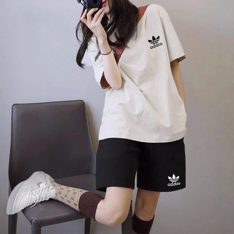 奥特莱斯休闲运动套装女夏季新款官方正品高级感T恤短裤两件套男T