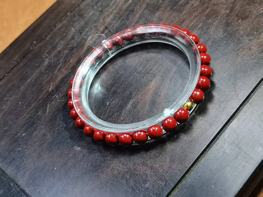 含辰砂工艺品C238辰砂卡0.6配转运珠单圈手串合成