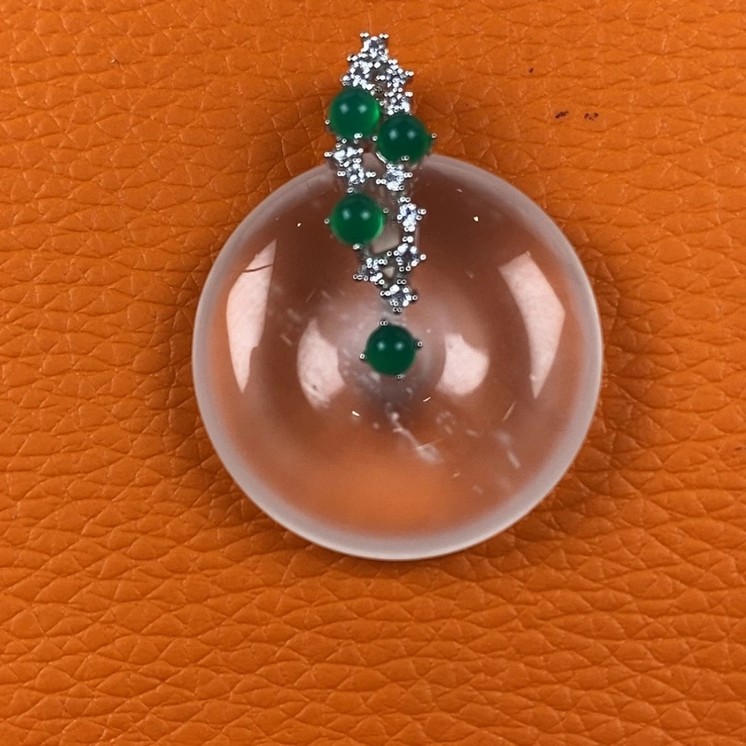 石英质玉银S925镀金镶嵌颈饰