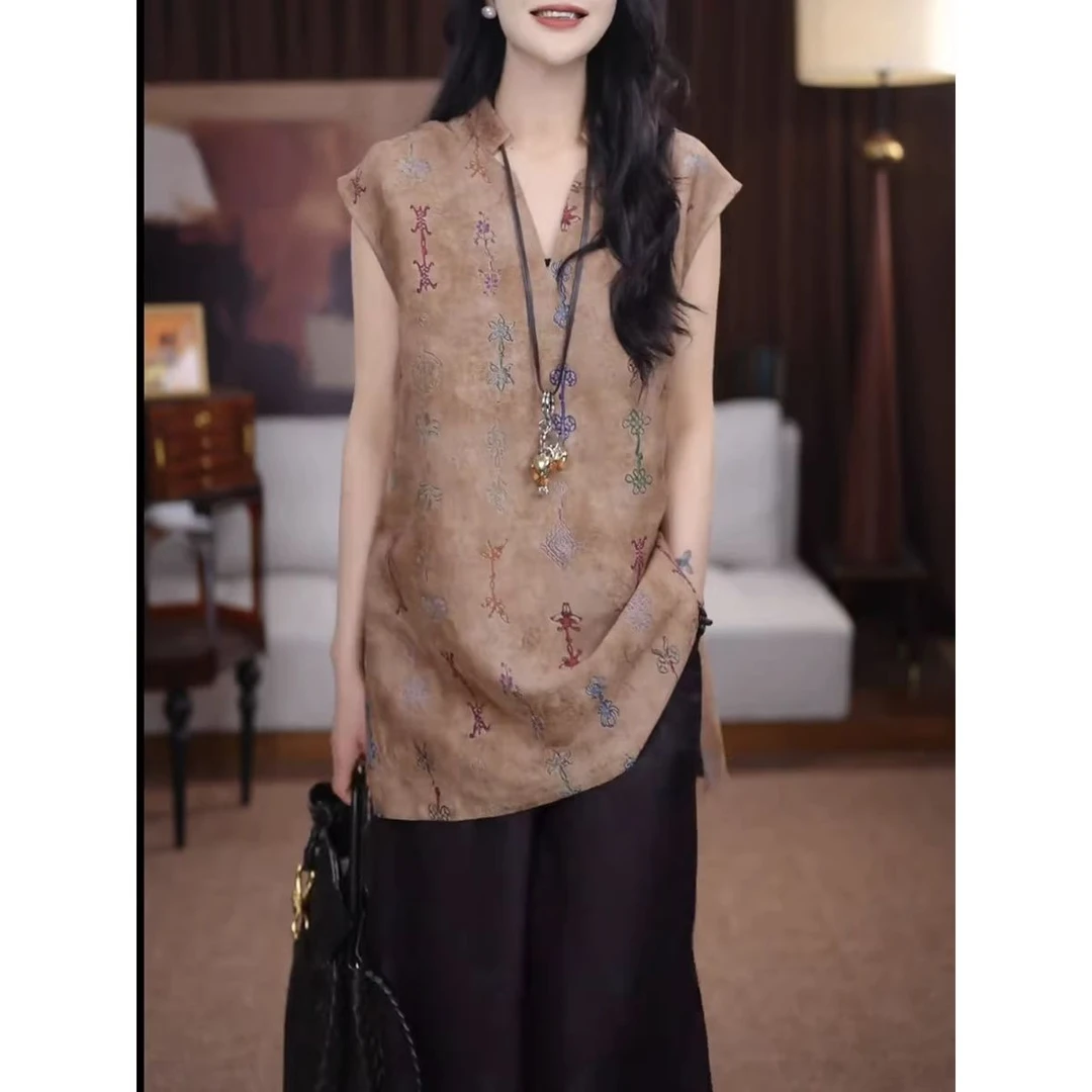 哥弟阿玛施正品新中式国风高端2025夏季新款复古印花短袖衬衫大码