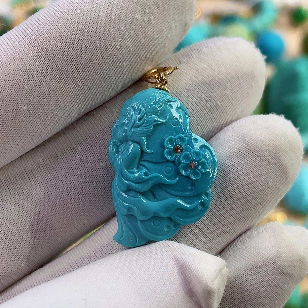 18K金镶嵌绿松石珠宝奇石