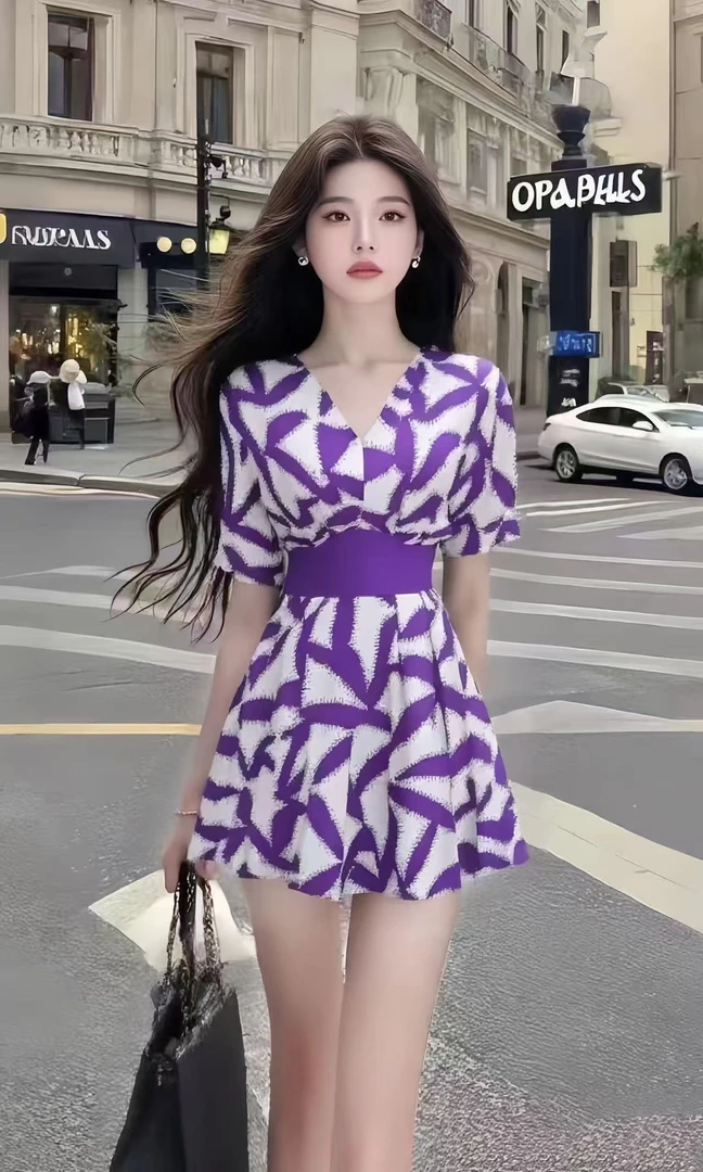 葡萄紫小众设计感新款辣妹纯欲短款夏季纯欲收腰显瘦穿搭多巴胺