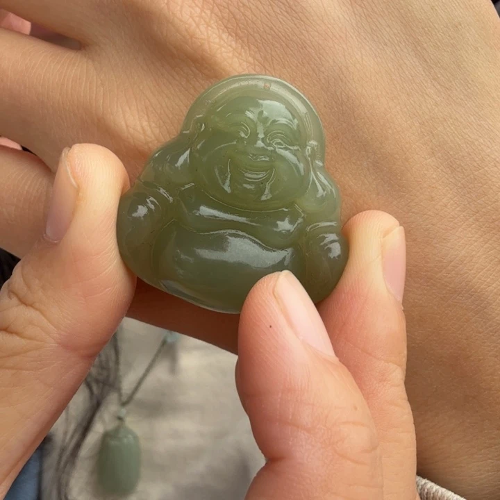 和田玉未镶嵌颈饰小牧冰胶深湖水绿35佛公