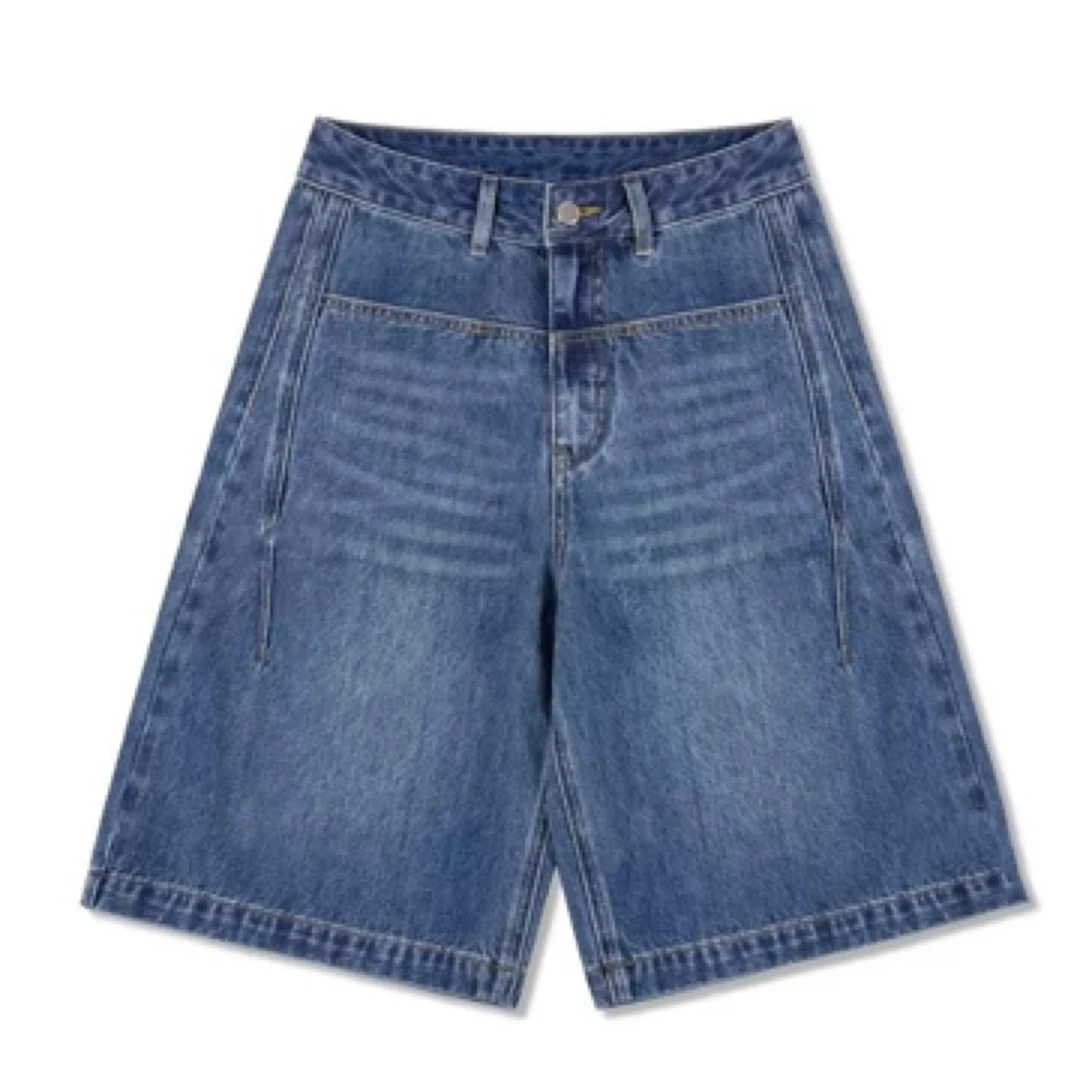 新款夏季阔腿中裤高腰宽松外穿直筒5分短裤