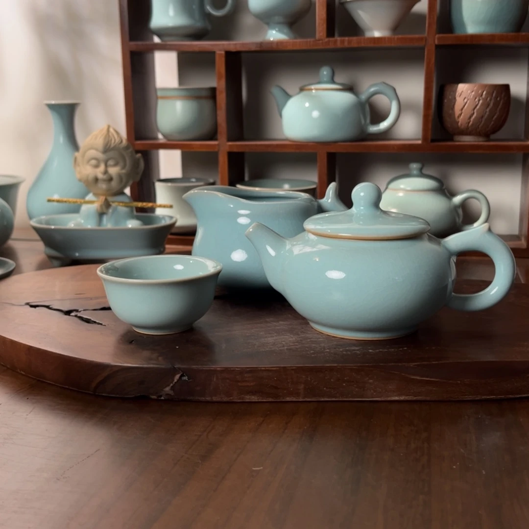 杯洛*8天青釉揽月壶套