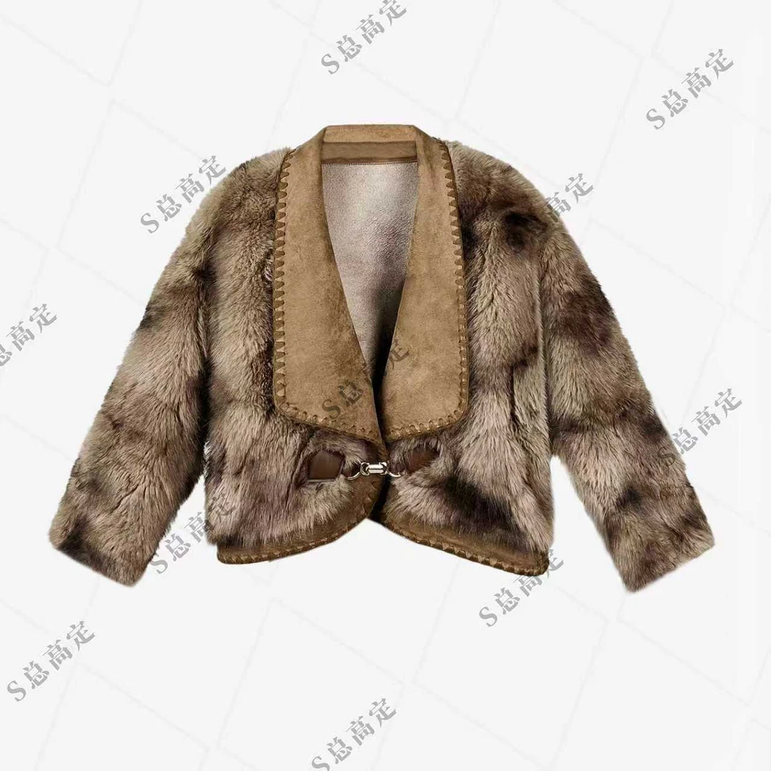 NIMOSHI【倩倩】冬季新款高奢简约时尚重工拼接设计气质短外套D0185